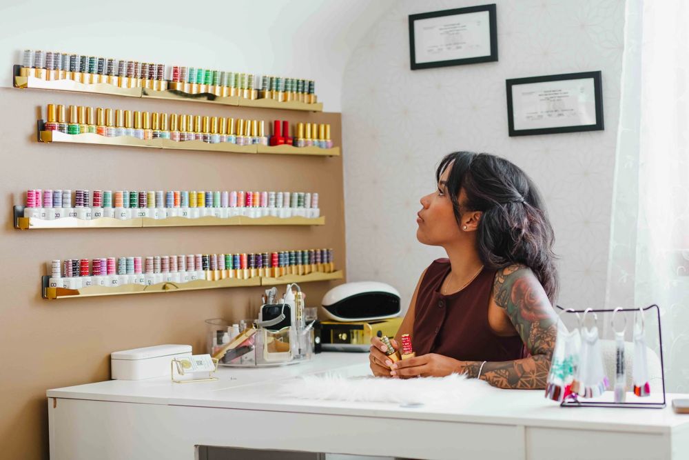 Thiara at her station in the private TLC Nails and Esthetics suite in Nottingham, MD